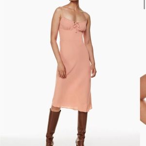 Wilfred aritizia bellow dress. First photo to show fit, dress is black floral